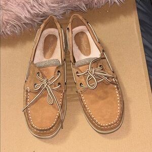 Tan Boat Shoes with Laces